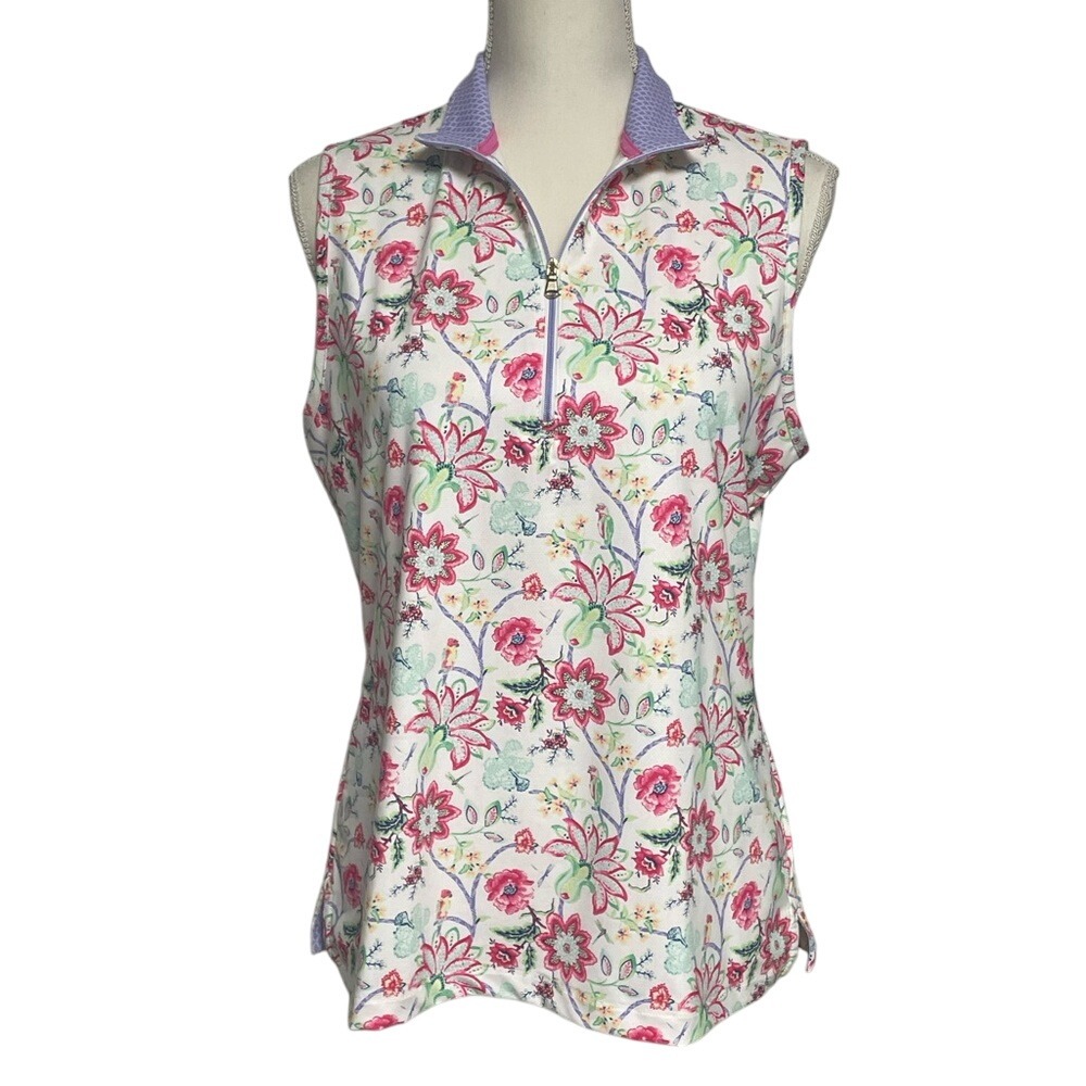 Fairway & Greene Lavender Floral Golf Polo Women's Large